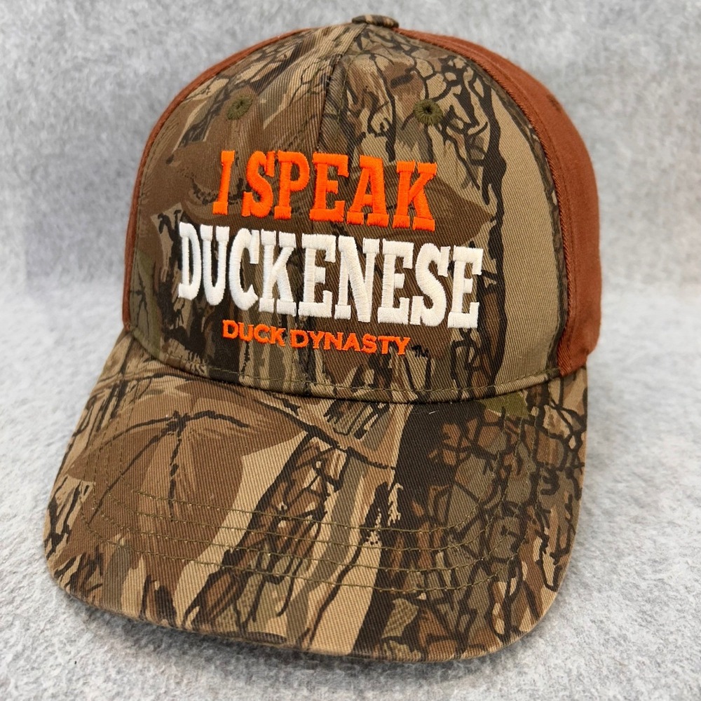I Speak Duckenese Mens Orange Duck Dynasty Baseball Hat Camo Adjustable OSFM